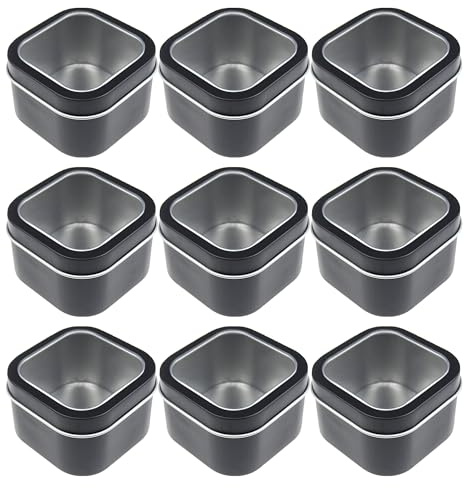 LJY 9 Metalldosen mit Sichtfenster, 4 oz, Schwarz | Konkrete Ausführung: 9 Metalldosen mit Sichtfenster, 4 oz, Schwarz