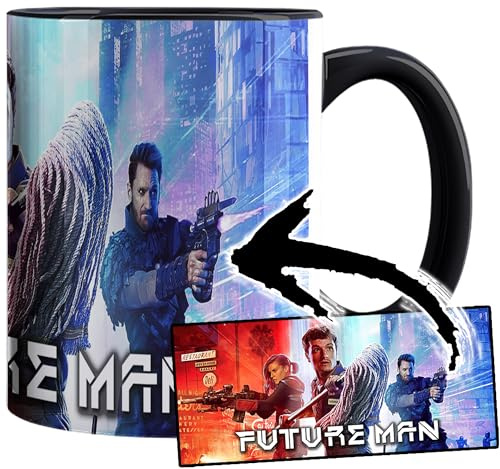Future Man Josh Hutcherson Eliza Coupe Derek Wilson Tasse Innen & Henkel Schwarz Keramikbecher Mug