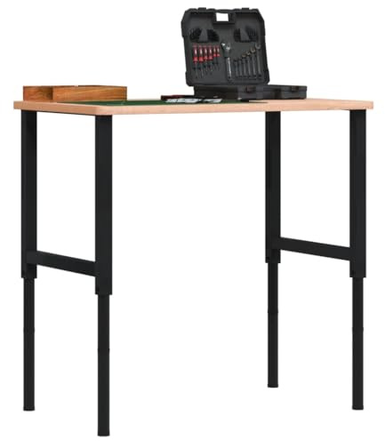 Teenpull Werkbankgestell Verstellbar, 2er Set Metall, 55x(69-95,5) cm, Höhenverstellbare Tischbeine, Robuste Werkstattbank Untergestelle für Heimwerker, Schwarz