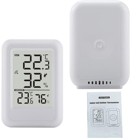 SALALIS Digitales Innen- und Außenthermometer, Hochpräzise Datenüberwachung für Zuhause, Kabellose Temperatur- und Luftfeuchtigkeitsüberwachung, Kabellos