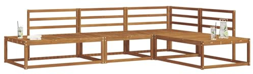 vidaXL Outdoor-Sofagarnitur 4 Stück Natur Massivholz Akazie, Garten und Terrasse, modernes Outdoor-Sofa-Set, langlebige Eckcouch, Akazienmöbel, wetterfeste Sitzgelegenheit