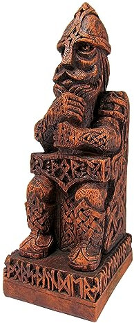 Dryad Design Thor Statue nordischer Donnergott 20,3 cm hoch – Holz-Finish, Wikingerdekoration für Zuhause oder Altar