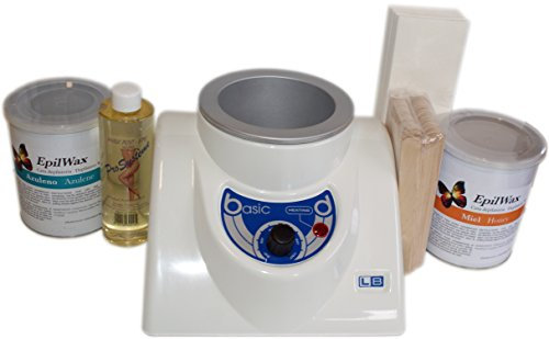 EpilWax – Kit epilation complet à la cire jetable liposoluble - epilateur chauffe cire epilation professionnelle grande Cuve pour pot 800 ml de cire epilation professionnelle – livré avec 100 bandes epilation, 1 Huile après epilation, 1 pot de cire liposoluble Miel, et 1 pot de cire liposoluble Azulène