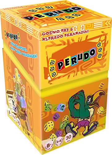 Asmodee - PERUDO- Jeu de Dés et de Bluff pour Enfants dès 8 Ans - Jeu d'Ambiance et Stratégie Familial avec 5 Dés & 1 Gobelet - Ancienne Edition - 2 à 6 Joueurs - Partie 30 Min - Zygomatic
