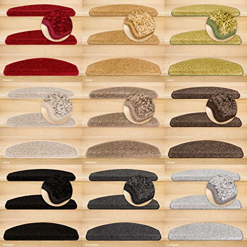 Kettelservice-Metzker Stufenmatten, Treppenteppich Marseille Halbrund - Trittfläche: ca. 65x24cm Braun 16 Stück