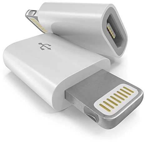 CABLEPELADO Adaptador USB Micro B a Lightning | Conversor Micro USB a Lightning | Carga y sincronización Datos | No Reproduce Audio | Compatible con iPhone 5, 5S, SE, 5C, 6, 6S, 7 Plus, 8 X | Blanco