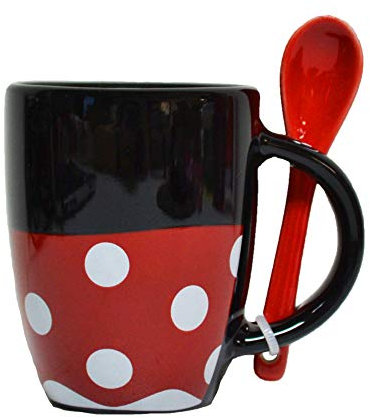 Disney Minnie Mouse Classic Polka Dot Dress Espresso Cup with Spoon