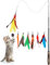 Pawaboo Jouet pour Chat Intéractive avec Plume, Lot de 7 Extensible, Baguette Flottante à Plume, Extra Longue de 96 CM avec Petite Cloche, Bâton Amusant Exercice Jouet Fil Chaser, Rayures Colorées