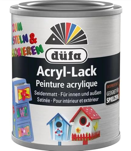 düfa Acryl‑Lack 125 ml Seidenmatt | Bastellack für Innen | Für Holz, Metall, Ton, Stein | Wasserverdünnbar & Spielzeuggeeignet (Schokobraun)