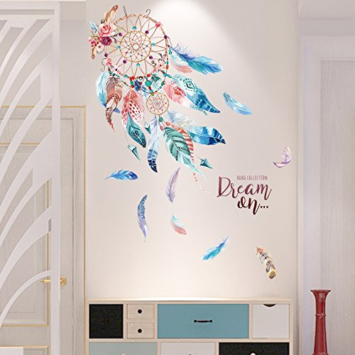 Wandaufkleber Wandtattoo Wohnzimmerschlafzimmer Warme Tapete Selbstklebende Netz Rote Mädchen Herz Zimmer, 02 Traumfänger, Oversize
