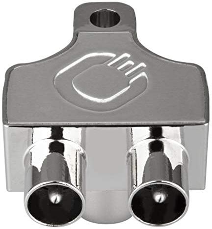 Oehlbach Antenna SP12 Antennen-Verteiler - geschirmtes Metallgehäuse - Zweigeräte-Verteiler für TV/Radio - Koax-Kupplung auf Koax-Stecker - DVB-T2 DVB-C2 HDTV UHD - Silber