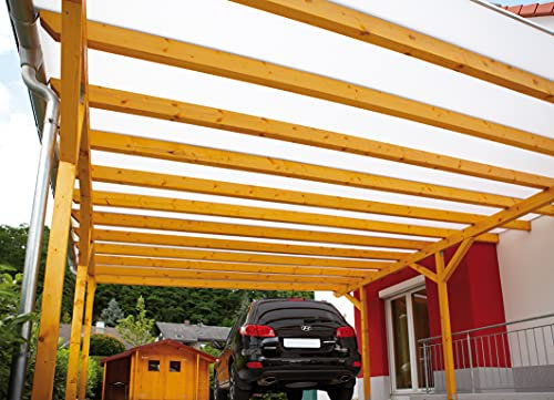 Terrassendach Terrassenüberdachung Carport Komplettset Polycarbonat 16mm 3-Fach Stegplatten opal 16mm Stegplatten Tiefe:4500mm|Breite:3090mm - Mehrere Maße verfügbar
