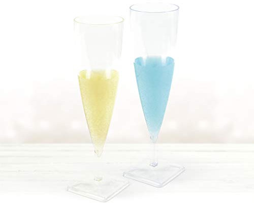 Decorline- Eleganter transparenter Wiederverwendbar Sektgläser Plastik- Champagnergläser aus Plastik, 220ml, 6 Stück