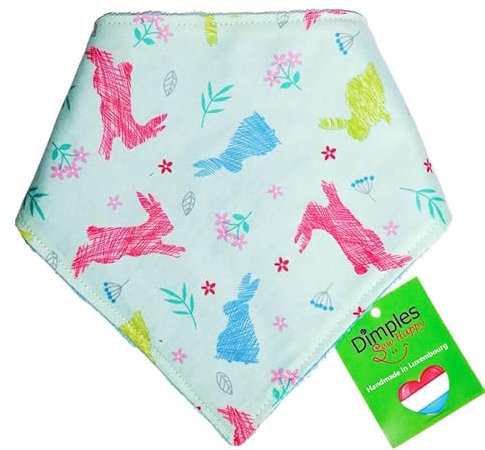 Dimples Hundehalstuch - Osterhasen türkis - Halstuch für kleine mittlere und Grosse Hunde Welpen und Katzen - Hunde Besitzer Geschenk zu Ostern - Handgemachtes Hunde Accessoire 50cm