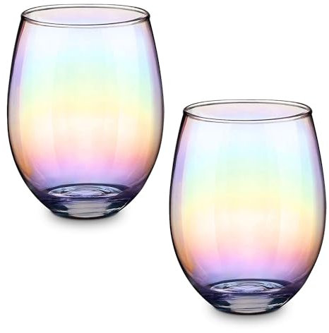 CNNIK Bunte Cocktail Gläser Set für Wasser Saft Cocktails - Stabil und Leicht zu Reinigenregenbogen Whisky Glas für Partys und Besondere Anlässe 2er Pack - Irisierende Trinkgläser