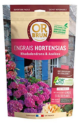 Or Brun Engrais Hortensias 1,5kg | Stimule le Développement des Racines | Nourrit les Plantes | Fertilise la Terre | Utilise en Agriculture Biologique | Fabriqué en France