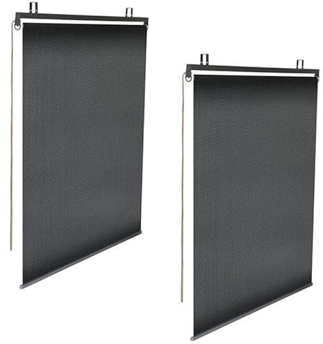 IDMarket - Lote de 2 persianas enrollables tamizantes L.124 x H. 225 CM para pérgola Negro