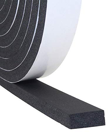 Ruban isolant en mousse auto-adhésif, dénudage pour portes et fenêtres, insonorisation, bande de refroidissement, bande d'étanchéité pour climatisation (25 mm (L) x 10 mm (l) x 5 mm (L)).