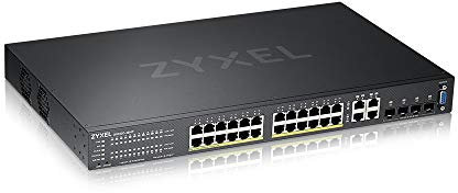 Zyxel Switch gestito PoE+ di Layer 2, 24 porte Gigabit Ethernet con budget da 375 W e 4 porte Gigabit combo e modalità ibrida su cloud [GS2220-28HP]
