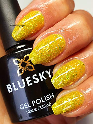 Bluesky Gel Polish LEMON SUGAR YELLOW GLITTER Nail UV/LED Nail Soak Off DC12 DENCE RANGE