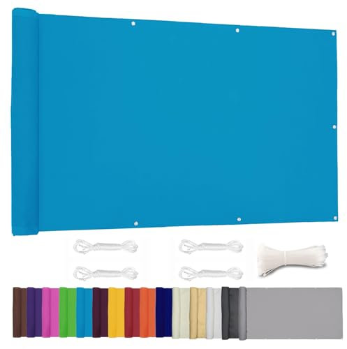 Lingle888 Balkon Sichtschutz PB2 PES blickdichte Balkonumspannung mit Ösen und Kabelbinder 8 Tage geliefert - in div.20 Größen & 14 Farben 420D(Blau,1x6m)