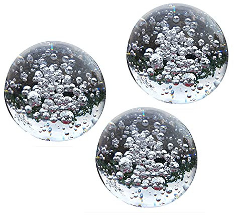 CHENGXINWENHUA Decorative Orbs for Bowls and Vases Set of 3，Diameter 3 inch Crystal Sphere Ball,Camera Sphere and Photography Orb (Bubble)