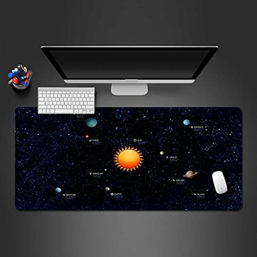 KJXNED Tapis de Souris XXL - 900x400 mm - Planètes du Système Solaire Mouse Pad - Haute Précision et Vitesse - Base en Caoutchouc Antidérapant Surface - pour Gamer PC et Ordinateur Portable