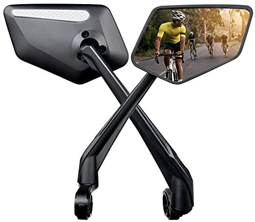 DHACHYS X2 Fahrradspiegel, MTB-Fahrradspiegel, Verbesserte Version Anti-Vibration, Stoßfest, Verlängerter Griff, Vergrößerter Konvexspiegel, 360°-Drehung, Kompatibles Motorrad, E-Bike, Scooter