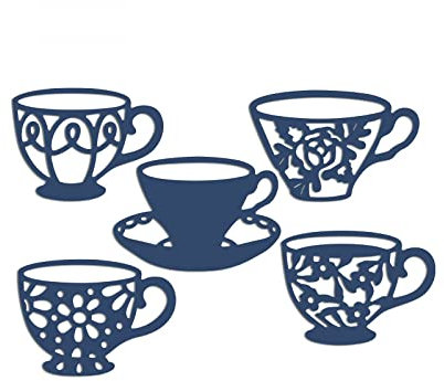 Tea Coffee Cups Dies for Card Making DIY Scrapbooking Flower Decor Metal Cutting Dies for Paper Crafting Arts Crafts Scrapbooking Supplies Metal Die Cuts Punch Template Moulds Arts Crafting Album Deco