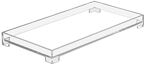 DELIPPLY Bandeja de baño de tocador, Organizador Rectangular de acrílico Decorativo (Grande-Transparente)