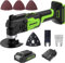 Greenworks G24MTK2 Utensile Multifunzione a Batteria Oscillante 6 Velocità Regolabili da 5000 a 18000 con 5 Accessori con 2Ah Batteria