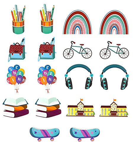 Oblique Unique® Schule Konfetti Set 18 Stk. Farbenfrohe Motive zum Dekorieren Spielen Basteln für Kinder Schuleinführung Einschulung Schulanfang