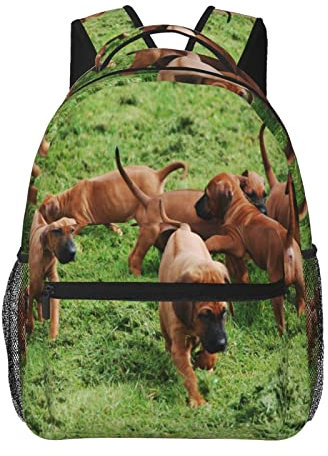 Lässiger Rucksack Rhodesian Ridgebacks Hunde Welpen Haustiere Familie Klassische Büchertasche Wasserabweisende Schultasche Lässiger Tagesrucksack mit Seitentaschen