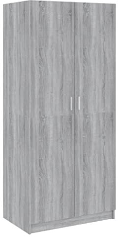 vidaXL Kleiderschrank Schrank Hochschrank Garderobenschrank Aufbewahrungsschrank Schlafzimmerschrank Grau Sonoma 80x52x180cm Holzwerkstoff