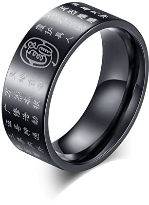 Eheringe Titan Carbon, Damen Ring 57 Schwarz Goldenes Licht-Mantra Modeschmuck Geburtstags Geschenk für Ehemann