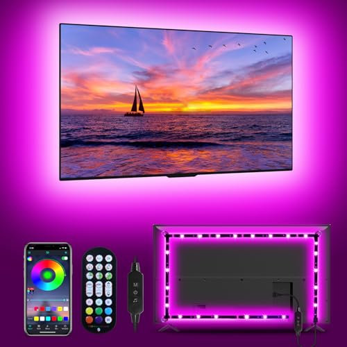 MATICOD LED Lights for TV, 3M TV Lights for 32-43in TVs, Music Sync Color Changing RGB TV Backlight with Remote and APP Control USB Led Strip Light for Christmas Decorations