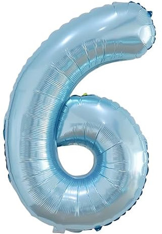 Vthoviwa 40 Zoll/18 Farbens Luftballon Zahlen 6 Perlblau, Luftballon 6. Geburtstag Foil Ballon, 0123456789,10-19,20-25,30,40,50,60,70,80,90, Folienballon 6 Party Dekoration Helium Unterstützen