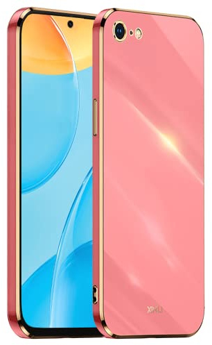 EASSGU [Cadre Galvanisé Coque pour iPhone 7 / iPhone 8 / iPhone SE 2020 / SE 2022 (4.7 inches) Etui de Protection en Silicone TPU - Rouge