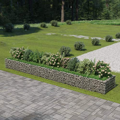 Festnight Gabion Basket, Gabion Planter, Metal Gabion Cage, Gabion Raised Bed Galvanised Steel 540x90x50 cm