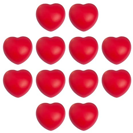 Herzförmige Stressbälle, Valentinstag-Herz-Stressbälle, Herz-Stressbälle, solide Schwammbälle für Valentinstag, Party, Geschenke, Füllstoffe, 12 Stück