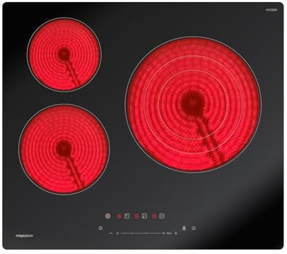 magicplux Glaskeramikkochfeld, 3 Kochzonen Eingebaut schwarz Glaskeramik elektrisches Kochfeld,9 Leistungsstufen,Sensor-Touch-Steuerung, Kindersicherung, 1-99 Minuten-Timer,Geeignet für Alle Töpfe