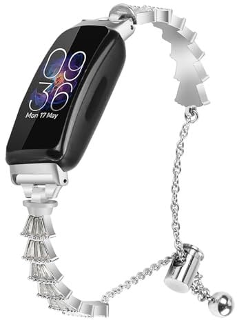 Gimuk Armband kompatibel mit Fitbit Inspire 2 Damen Metall Bling Strass Edelstahl Ersatzarmband Uhrenarmband Zubehör Band für Fitbit Inspire 2/Inspire HR/Inspire/Ace 2, Small / Large, Metall, Diamant