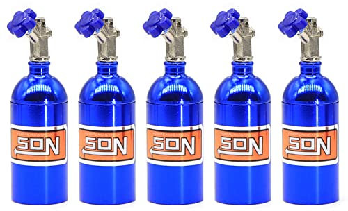 Lzeouean 5X Bouteille D'Azote NOS en Métal Simulé pour TRX4 D90 D110 Axial Scx10 90046, Bleu