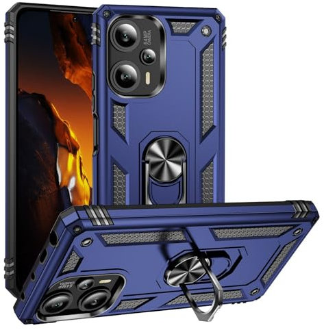 Max Power Digital Coque pour Xiaomi Poco F5 5G Housse Antichoc avec Anneau Rotatif Aimant 360 Degrés Etui Magnétique Rigide Dure Armure Bague Support Renforcée (Xiaomi Poco F5 5G, Bleu)