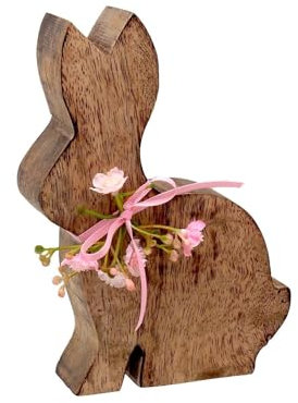 ZauberDeko Hase Osterhase Klein Deko Mangoholz Rosa Tischdeko Ostern Frühling 15,5cm