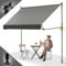 BelleMax Klemmmarkise Markise Balkon ohne Bohren, 200 cm x (125 + 25 cm) Grau, Balkonmarkise mit Handkurbel, Faltbarem Seitenarm, UV-Schutz, Wasserdicht und Höhenverstellbar