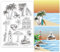 INFUNLY Klarer Stempel Mit Sommer- Und Strandmotiv, Meer, Transparentes Siegel, Ozeanmuster, Gummistempel Zur Kartengestaltung, Kokosnüsse, Bäume, Häuser, Leuchttürme, Boote, Klare Stempel Für Fotoalb