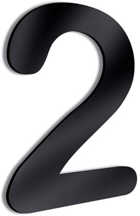 Numeros de Casa Exterior de 25 cm de altura - Señalizacion para Comercios Naves Viviendas Locales - Numeros Grandes de Metacrilato Negro Brillo (Numero 2)