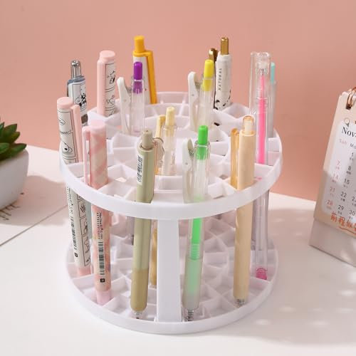 TAIHE Pinselhalter Pinselständer, Malpinsel Organizer Stiftehalter mit 49 Fächern, Weiß Runder Kunststoff Pinselständer Abnehmbarer Bürstenhalter Bleistifthalter,für Stifte, Pinsel, Make-up Pinsel