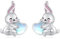 StoryEtain Kaninchen Ohrstecker 925er Sterlingsilber Hasen Mondstein Ohrstecker Hasen Ohrringe Tierschmuck für Mädchen Kinder Kaninchenliebhaber